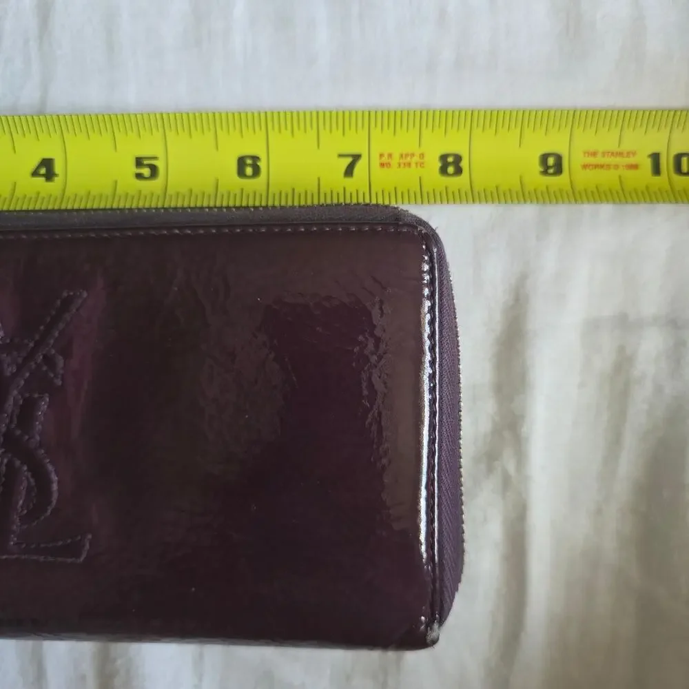 Vintage Saint Lauren Paris Zip Long Wallet Patent Leather Purple - Picture 10 of 11